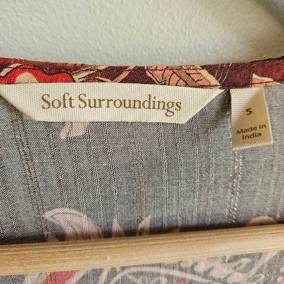 Soft‎ Surroundings Kimono Womens S Metallic Floral Boho Duster Cardigan - Picture 4 of 12